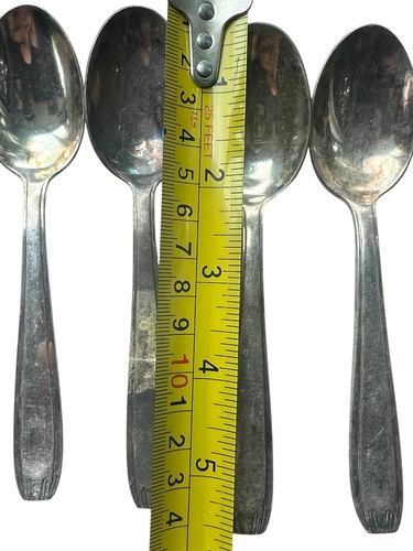 Vintage French Dessert Spoon 5.5" Mixed Set Of 6 Stainless Steel SOH 64 Silver - Picture 3 of 9