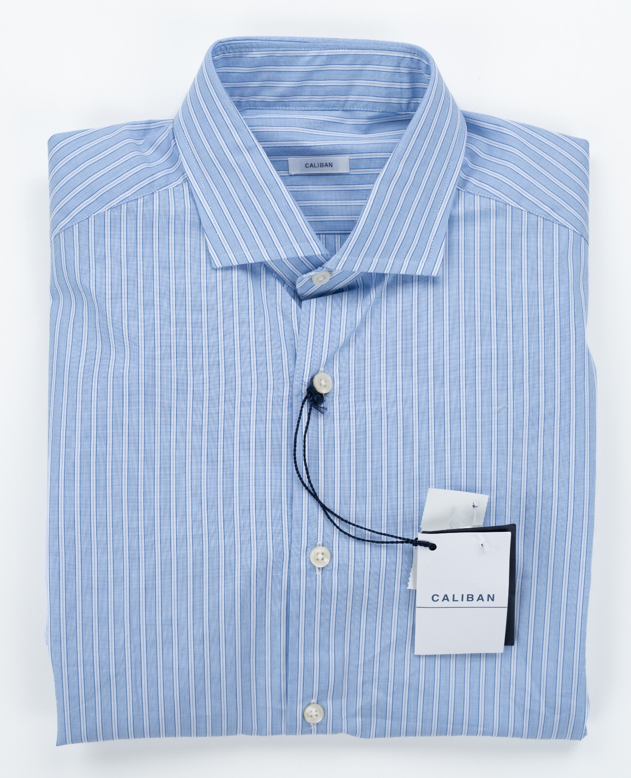 Синее платье-рубашка CALIBAN в полоску из хлопка с отложным воротником Slim Fit 15 34 40 31290₽