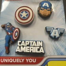 Crocs Captain America Marvel Uniquely You Jibbitz Charms Pack of 5 Lot NIP NEW