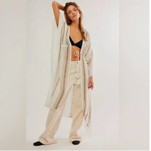 Kimono Costa Smeralda Free People nuovo senza etichette in avorio antico TAGLIA UNICA - Foto 4 di 7