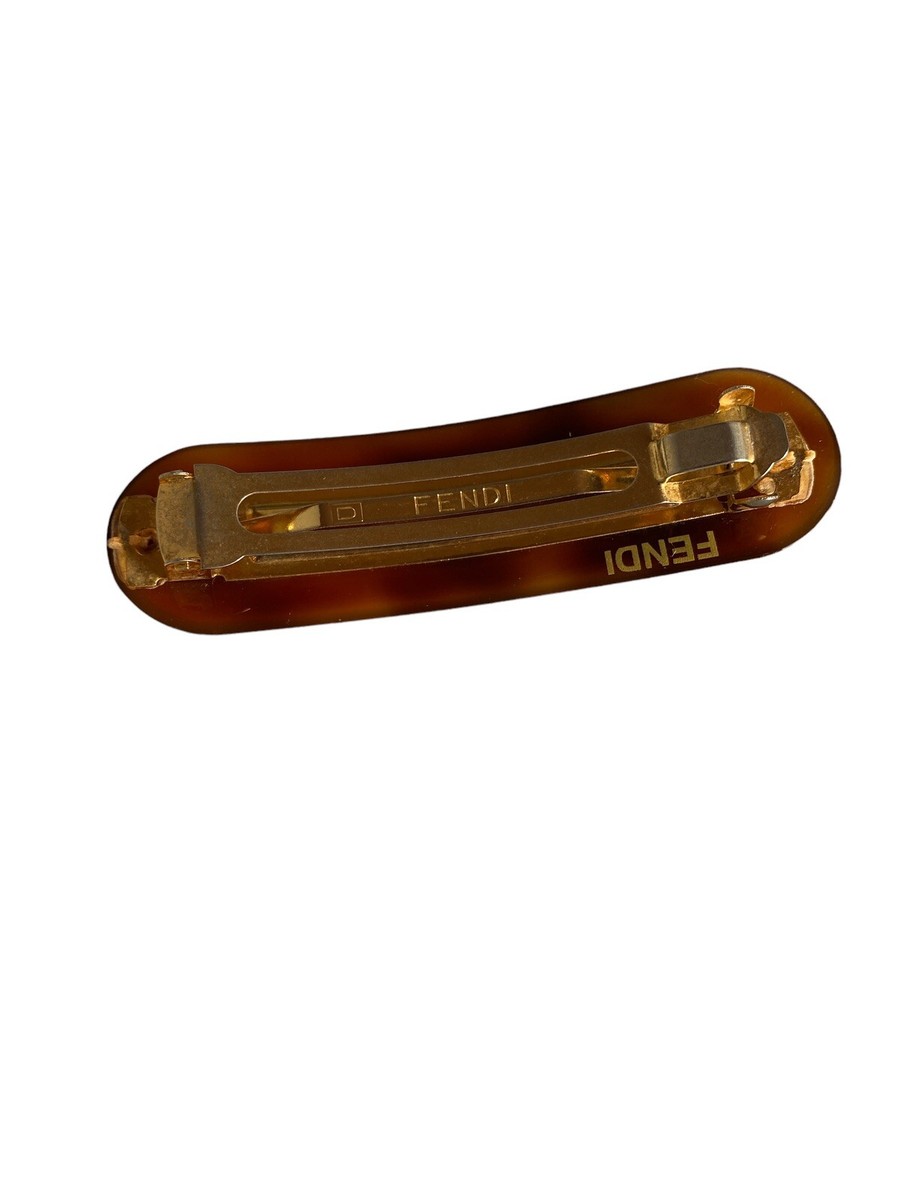 Authentic FENDI Vintage Hair BARRETTE Tortoise Plastic Clip  display picture 3