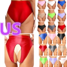 iEFiEL  Women’s High Cut Thongs Oil Glossy Briefs Hollow Out Panties Underwear