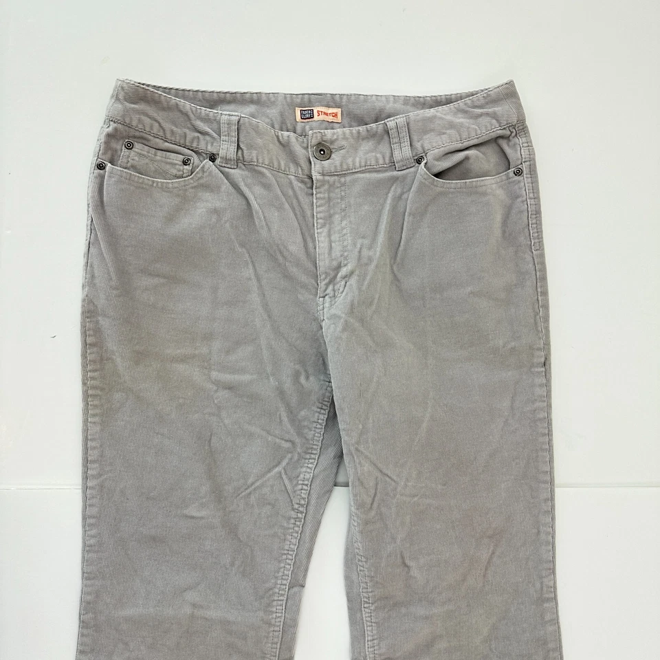 Pantalones de pana gris descoloridos Glory Bootcut bolsillos traseros con solapa para mujer talla 16P Foto 2 de 4
