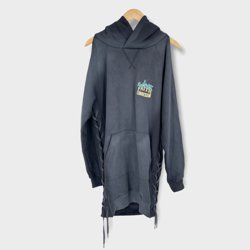 Converse x Faith Connexion Gray Sun Washed Hoodie Lace Up Sides Dress Size XS