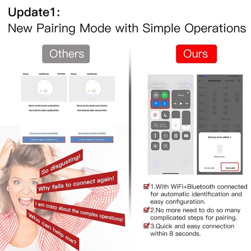 2 pack!!MOES WiFi Smart Light Switch 3-Way Push Button Alexa Google APP Control - Picture 3 of 3