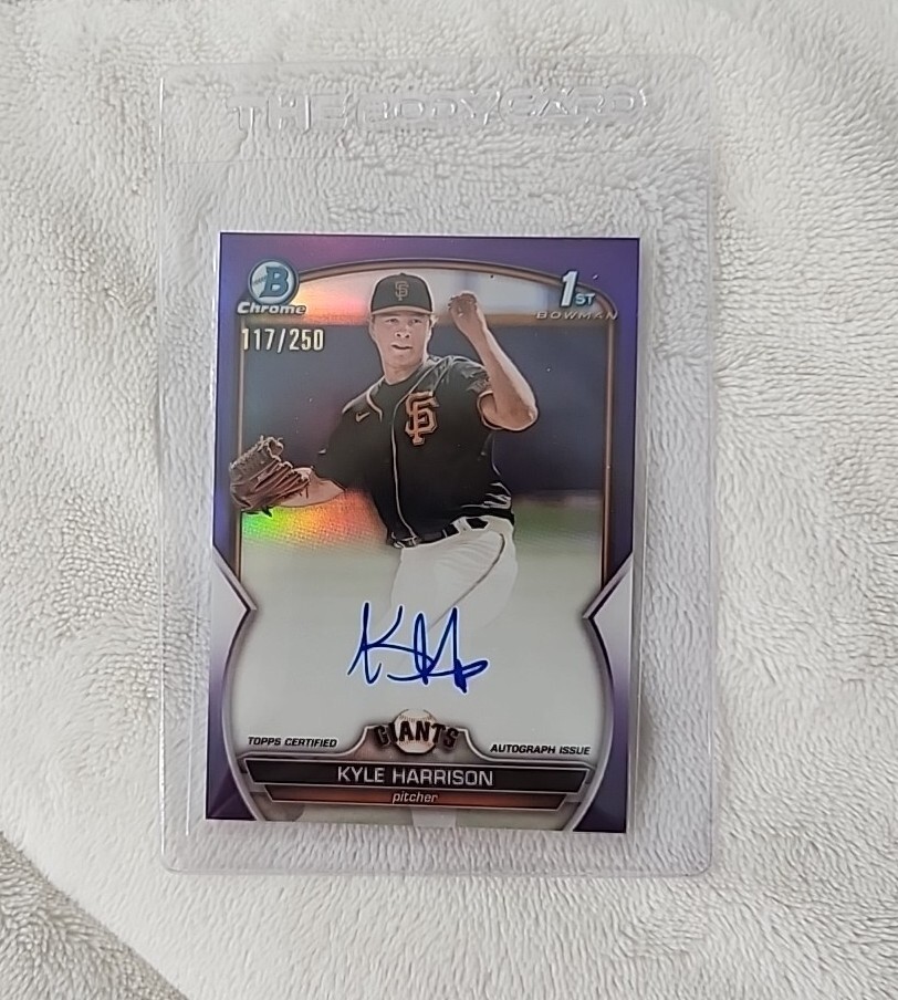 2023 Bowman Chrome 1st Kyle Harrison Purple Refractor Autograph /250 Auto