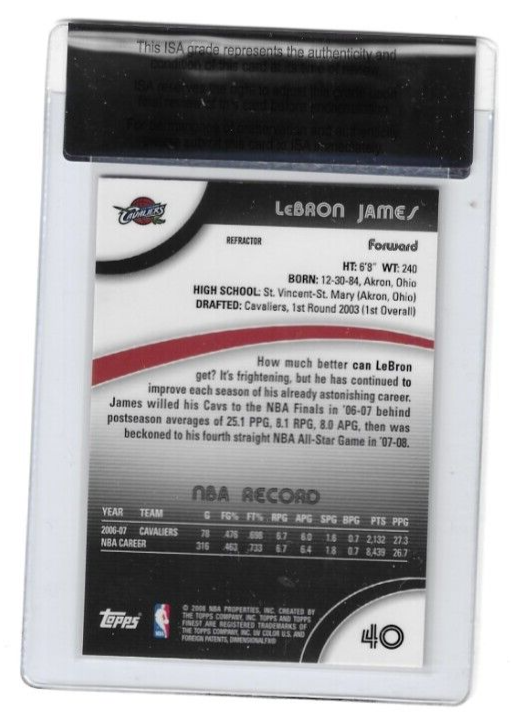 LeBron James 2007-08 Topps Finest Refractor ISA Raw Grade 9 LeBron James 2007-08 Topps Finest Refractor ISA Raw Grade 9