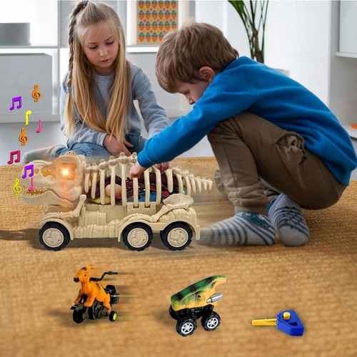 Set da gioco per bambini 5 in 1 scheletro di dinosauro giocattolo luce musica fai da te piccoli dinosauri - Foto 3 di 12