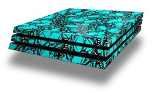 Skin for PS4 Pro Console Scattered Skulls Neon Teal