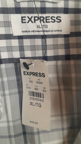 Bottone a quadri espresso nuovo con etichette taglia XL bianco nero - Foto 3 di 11
