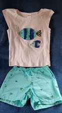 Gymboree Girls 7 Save The Seas Fish Tee Shirt Aqua Turtle Fish Shorts Set NWOT