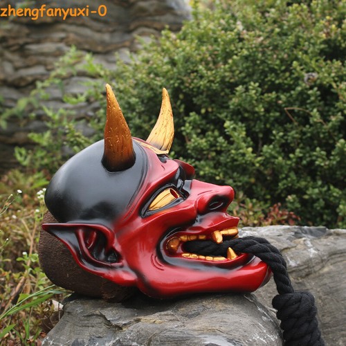 Prajna Tengu Cosplay Red/Black Mask Japanese Hannya Devil Demon Oni Samurai Mask - Picture 14 of 20