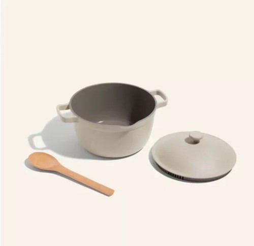 Perfect Pot 5.5 Qt by Our Place w Beechwood Spoon - Steam Gris Chaude Pale - Picture 2 of 3