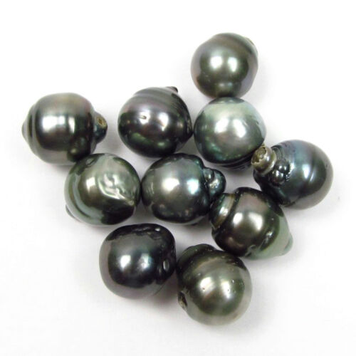 10 pcs 13-14mm Loose Baroque Tahitian Black / Green Pearl - Picture 3 of 3