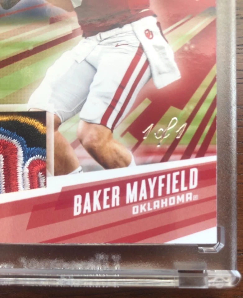 BAKER MAYFIELD 2019 PANINI FATHERS DAY 5 COLOR PATCH  1 OF 1  - TRUE 1/1 Sooners - Image 4 of 4