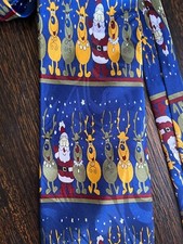Gold City Santa Claus Reindeer Christmas Multicolored Tie Hand Made