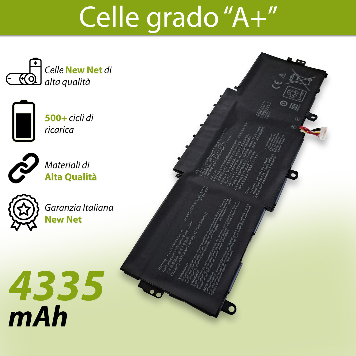 Batteria per ASUS ZenBook UX433FA UX433FN 11.55V 50Wh | Ricambio Garantito - 4
