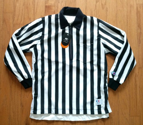 NEU CLIFF KEEN Schiedsrichter Jersey gestreift 1/4 Zip gefüttert schwarz weiß Regenjacke Gr. M - Bild 8 von 8