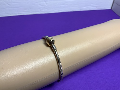 Pandora Snake Chain Bracelet 14k Gold Barrel Clasp Sz8 - Picture 5 of 5
