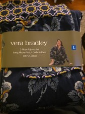 New Vera Bradley Women's 2-Piece Long Sleeve PJ Set, Blue, Size M