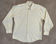 Pronto Uomo Mens Size 16 1/2 34/35 Long Sleeve Yellow Shirt 2 Ply Non Iron