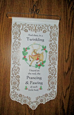 Christmas Wall Hanging Reindeer  Holly 24" X 12" Night Before Christmas Theme