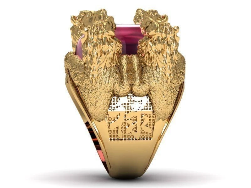 925 silver Vintage Lion Head Ring Gold-tone Men’s Jewelry,Statement Finger Ring - Image 4 of 4