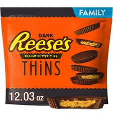 Reese's Thins Dark Chocolate Peanut Butter Cups Candy..