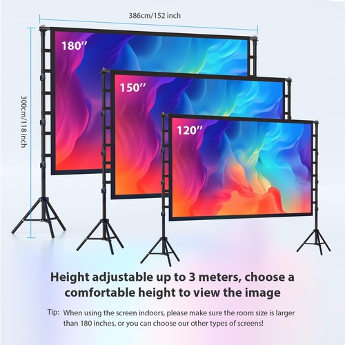 Outdoor Projector Screen with Stand: 180 inch Projector Screen Portable, Indo... - Picture 3 of 8