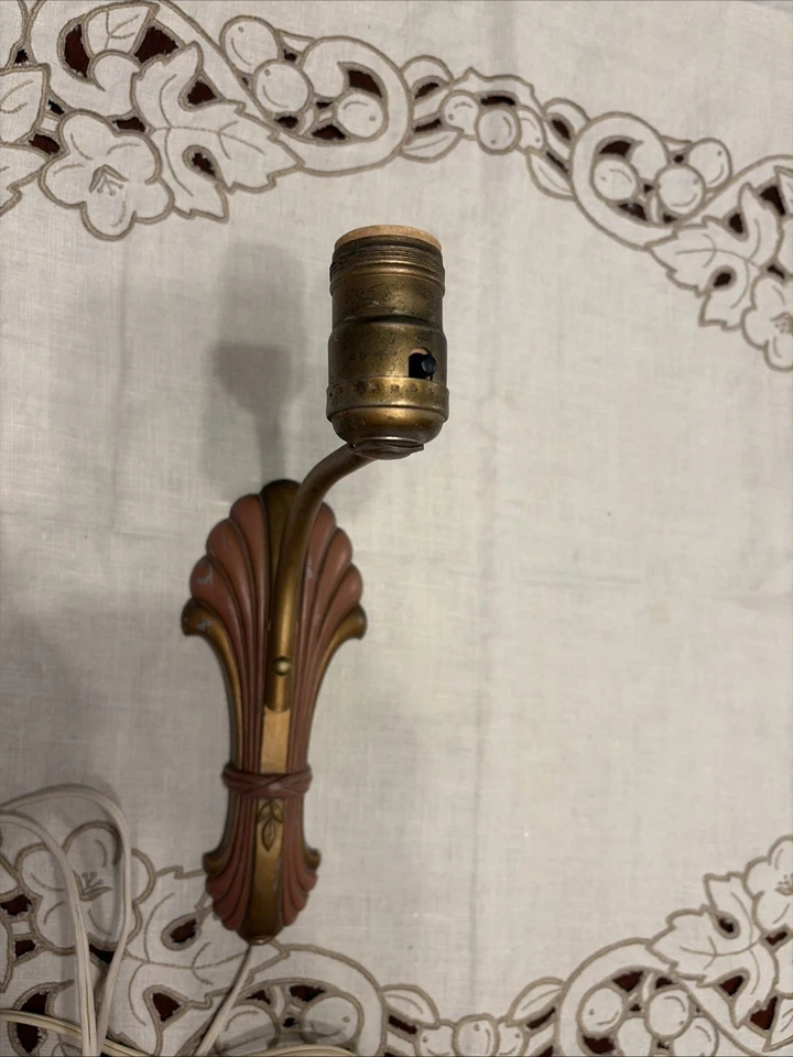 Aplique de pared eléctrico Art Deco antiguo vintage con cable Foto 3 de 4
