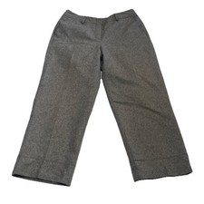 Sz 10 Women  s Harve Benard Gray Wool Blend Cropped Trousers Fully Lined