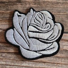 Beautiful Gothic White Rose Floral Rockabilly 90'S Y2k Style Iron On Patch