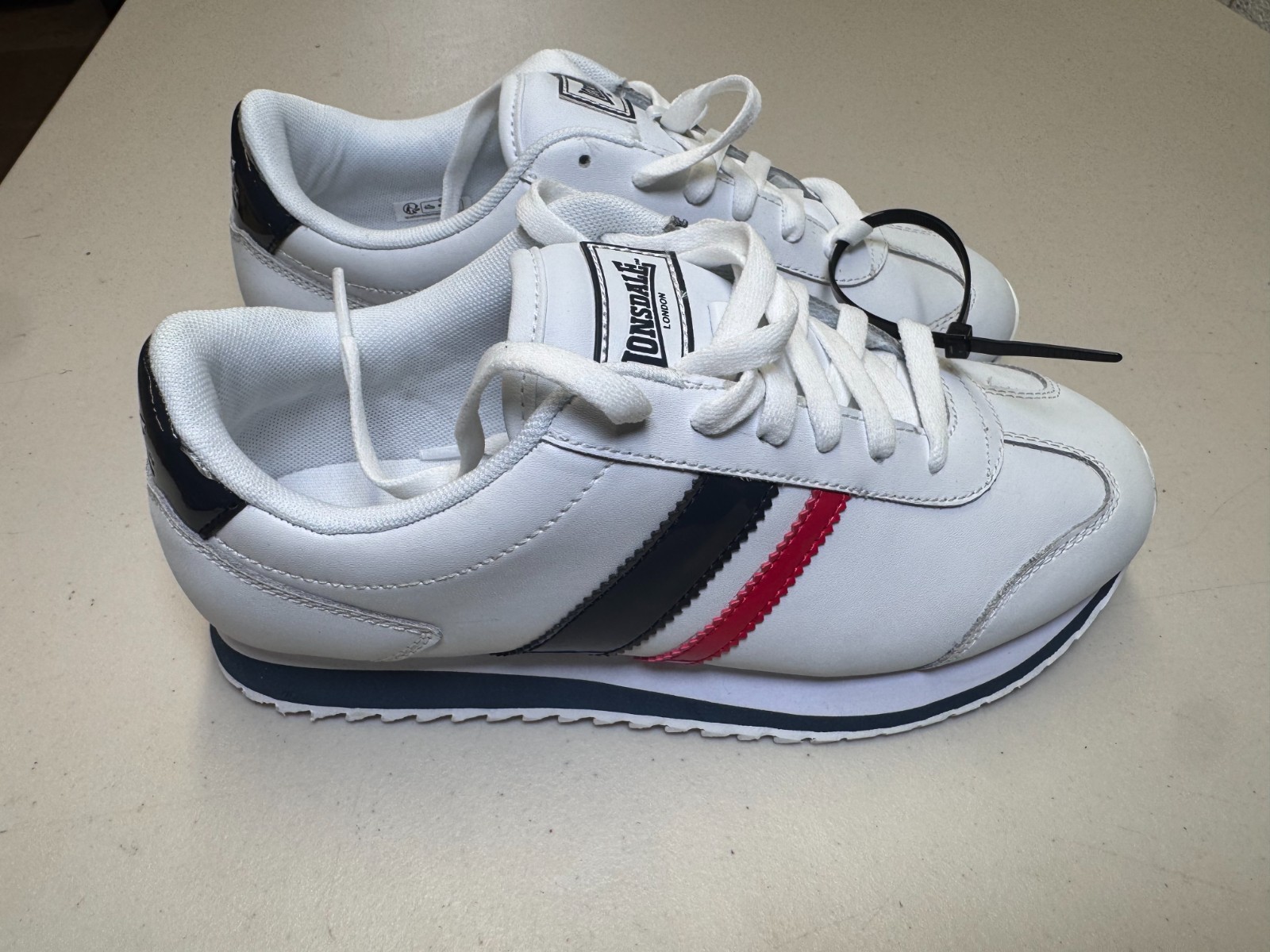 Lonsdale Russell 53 Trainers UK 7 EU 41 White Navy Red Retro Casual Shoes image 2