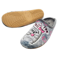 ALBEROLA (E) HAUSSCHUHE PANTOFFEL  EULE "COFFE TIME" PLÜSCH X30448A