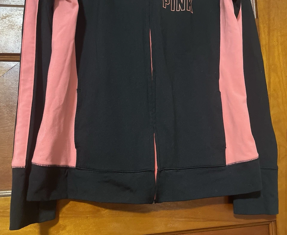 Розовая женская толстовка с капюшоном на молнии Victoria's Secret Ultimate черная неоновая оранжевая большого размера - Изображение 3 из 4