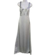 Social Bridesmaids Mist Blue Cross Back Satin Gown Size 6R NWT Bridal Party