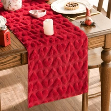 Valentine'S Day Decorations Red Soft Plush Faux Fur Heart Table Runner 13"X72"