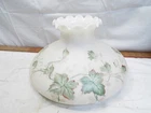 Vintage Hand Painted Ivy Leaf Milk Glass Fluid Lamp Shade Rayo Light Lantern 10"