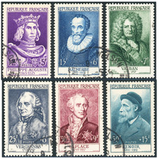 FRANCE, TIMBRES N° 1027 À 1032 CÉLÉBRITÉS "SÉRIE RENOIR", OBLITÉRÉS - 1955