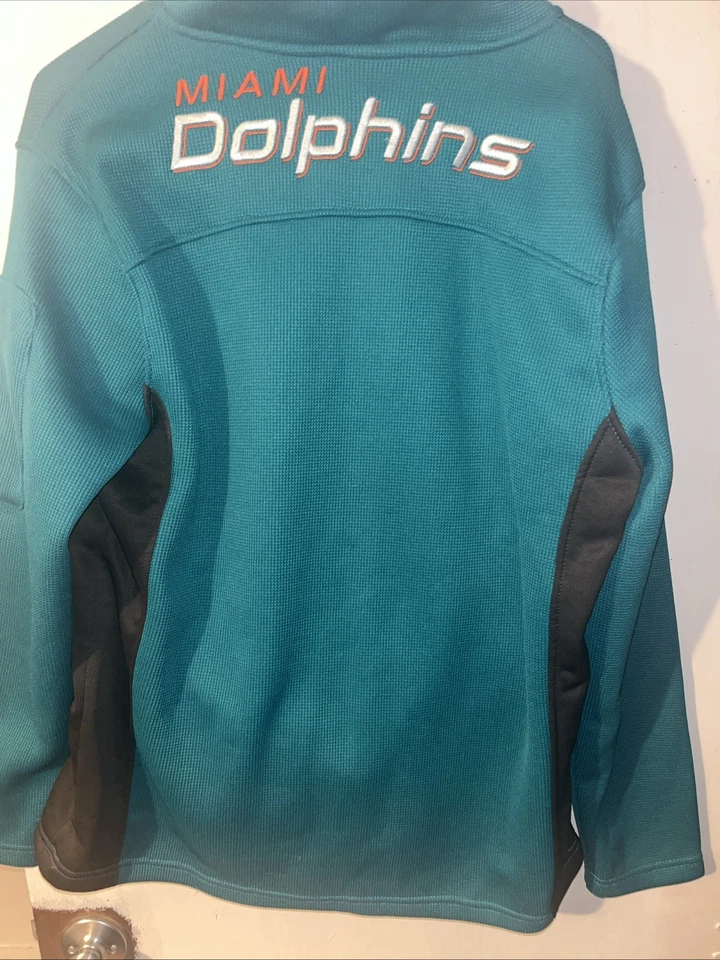 NFL 迈阿密海豚队 NFL 球队服装中号长袖羊毛毛衣半拉链 — 第 3/3 张图片