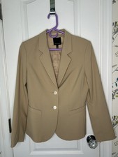 The Limited Blazer Women's Size 6 Tan Lined Faux Pockets Shoulder Pads Career