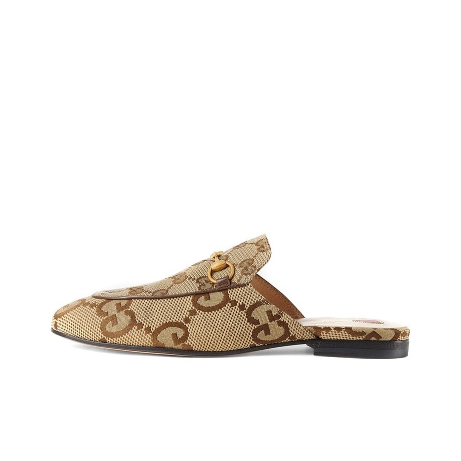 Gucci Princetown Slipper Jumbo GG Camel Canvas Women's Size
