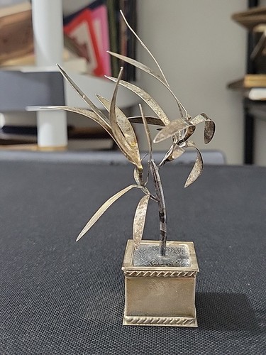 Rara planta miniatura italiana vintage de plata de ley 925 FERRARA en maceta cuadrada - Imagen 7 de 24