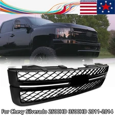 For 2011-14 Silverado 2500 HD Silverado 3500 HD Grille Assembly Gloss Black