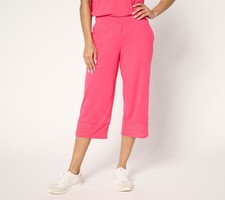 Cuddl Duds Flexwear with Eyelet Cropped Pant Berry Pink L New