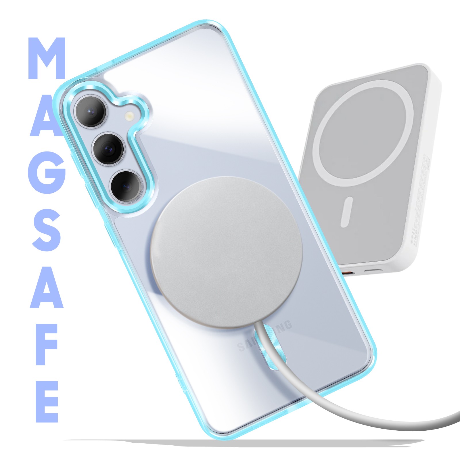 Coque silicone cristal bleu pour Galaxy S24 Plus et S25 Plus - 3