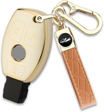 for Mercedes-Benz Key Fob Cover with Keychain, Soft TPU Full Protection Car Key