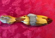 Rocky Mountain Rustic Hand Carved Cedar Fence Post Fish Medium By Tim Bergren