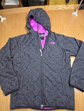 The North Face Girls Fleece Jacket L 14-16 Black  Hot Pink Full Zip Quilted