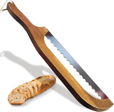 Bread Knife for Homemade Bread, 16.4'' Wooden Sourdough Bread Slicer with Bow